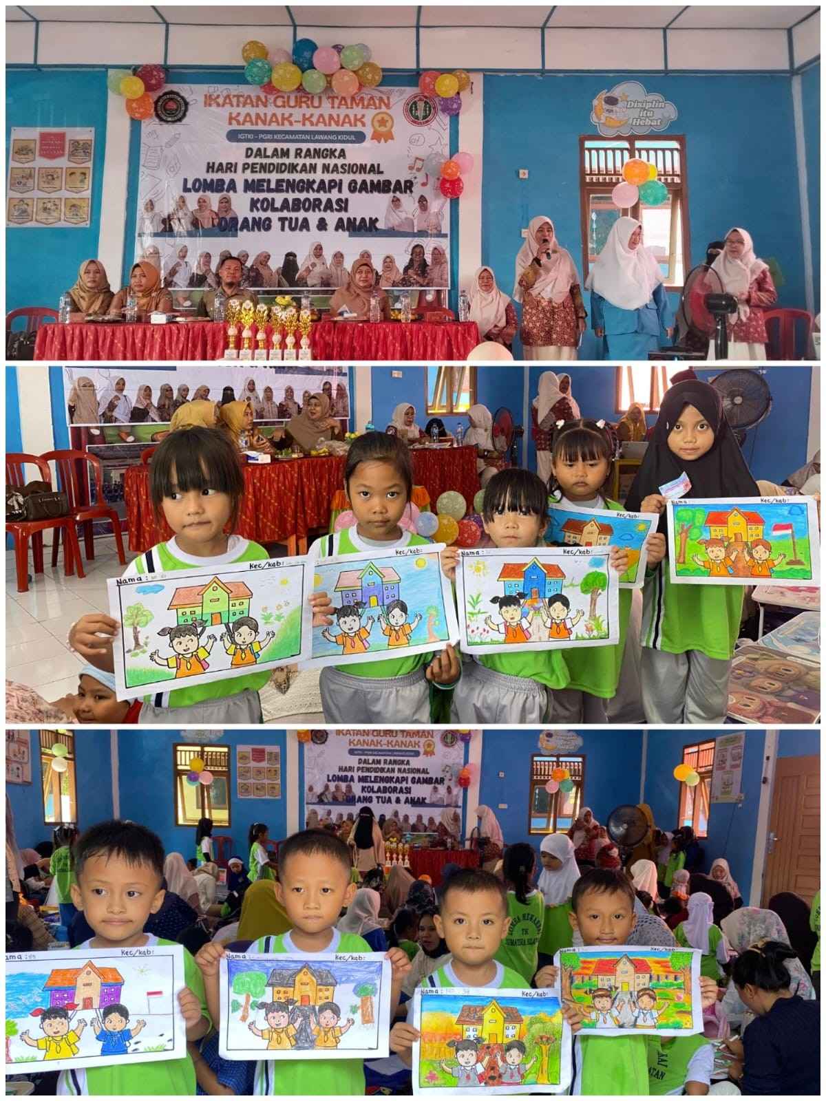 Siswa TK Elektrina Antusias Ikuti Lomba Melengkapi Gambar Kolaborasi Orang Tua dan Anak di Lawang Kidul
